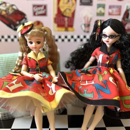 50's ロカビリーワンピース パニエセット アルファベット リカちゃん