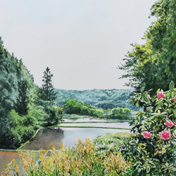 ド*ン様 晩秋の風景画 　水彩画　サイズはF10 絵画 水彩画 風景画 画題 「晩秋の川景色」 絵画 yamakasumi56