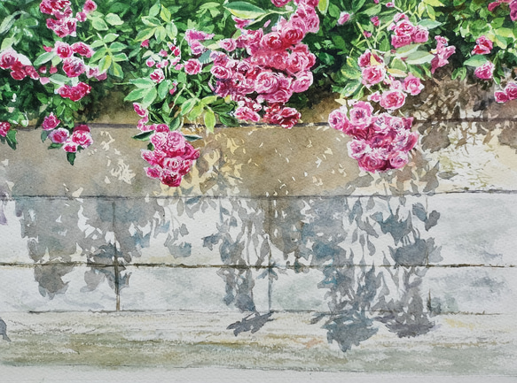 絵画 水彩画 風景画 画題「赤い薔薇」 絵画 yamakasumi56 通販