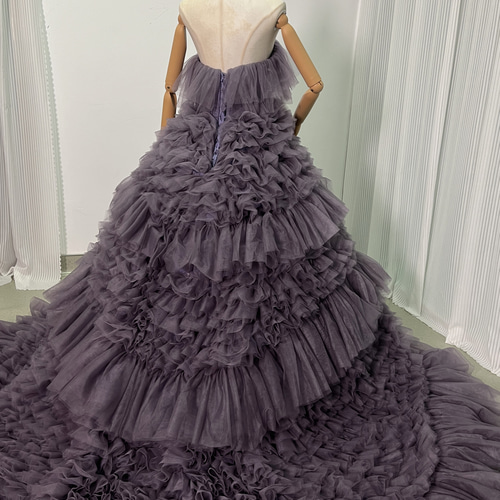 豪華！カラードレス ボリュームドレス ソフトチュール パープル ベア  