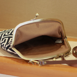 がま口ショルダーバッグ/本染め/手染め/一点物/本革 19枚目の画像