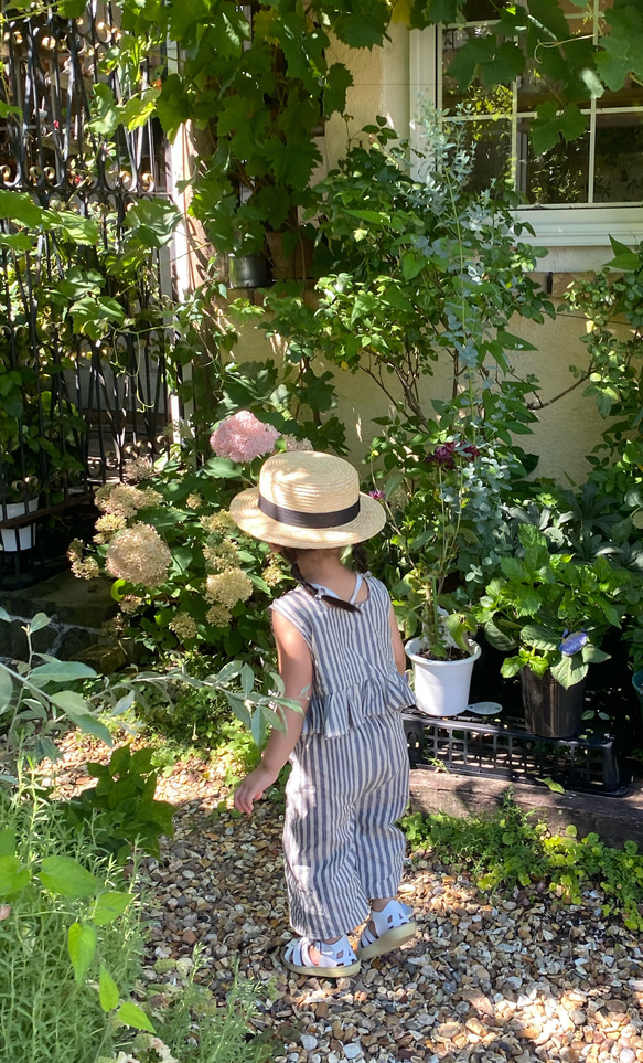 再販⭐︎2way綿麻ストライプ柄フリルブラウス ノースリーブブラウス　ベビー服　子供服　セットアップ　80 90 100 5枚目の画像
