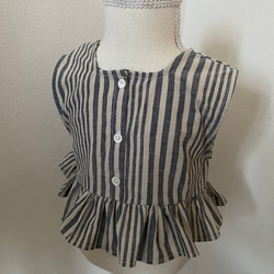 再販⭐︎2way綿麻ストライプ柄フリルブラウス ノースリーブブラウス　ベビー服　子供服　セットアップ　80 90 100 7枚目の画像