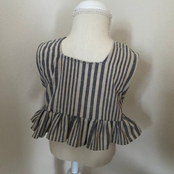 再販⭐︎2way綿麻ストライプ柄フリルブラウス ノースリーブブラウス　ベビー服　子供服　セットアップ　80 90 100 6枚目の画像