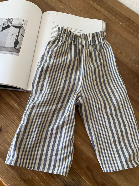 再販⭐︎2way綿麻ストライプ柄フリルブラウス ノースリーブブラウス　ベビー服　子供服　セットアップ　80 90 100 4枚目の画像
