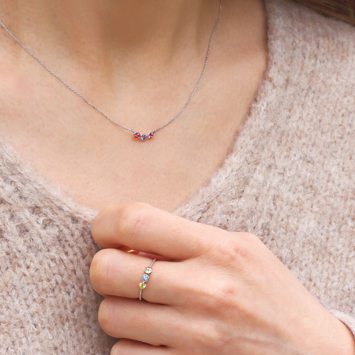 Kei.jewelry「trio」K18リング 3つの石を組み合わせて作るオーダー