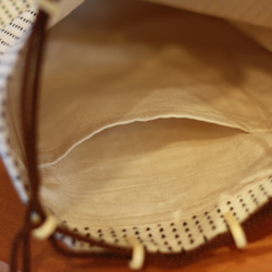 巾着バッグ/刺子/生成/バッグインバッグ/撥水加工 3枚目の画像