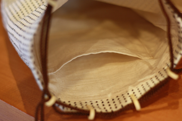 巾着バッグ/刺子/生成/バッグインバッグ/撥水加工 3枚目の画像