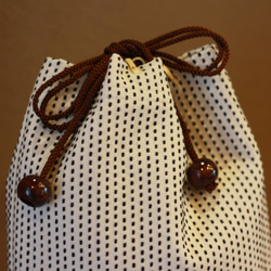 巾着バッグ/刺子/生成/バッグインバッグ/撥水加工 2枚目の画像