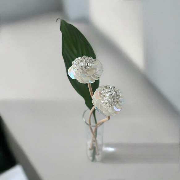 ビーズのボールフラワースティック2本【Maloon No.1-1-3】 2枚目の画像