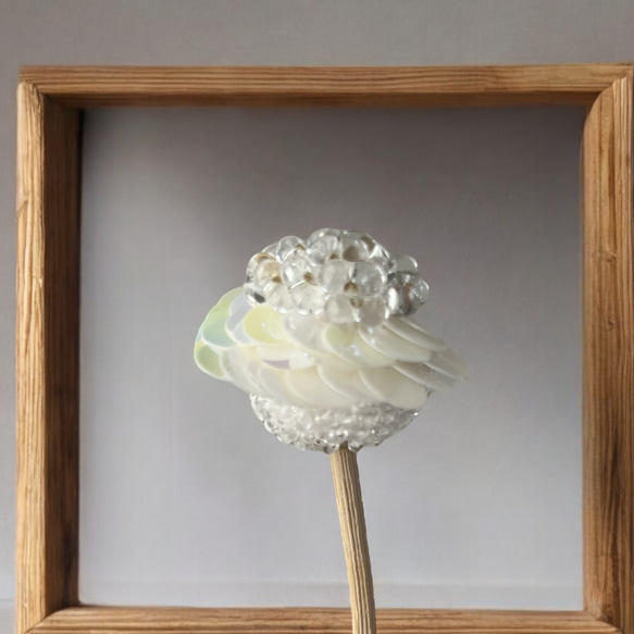 ビーズのボールフラワースティック2本【Maloon No.1-1-3】 5枚目の画像