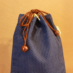 巾着バッグ/刺子/紺/バッグインバッグ/本染め/手染め/撥水加工 2枚目の画像