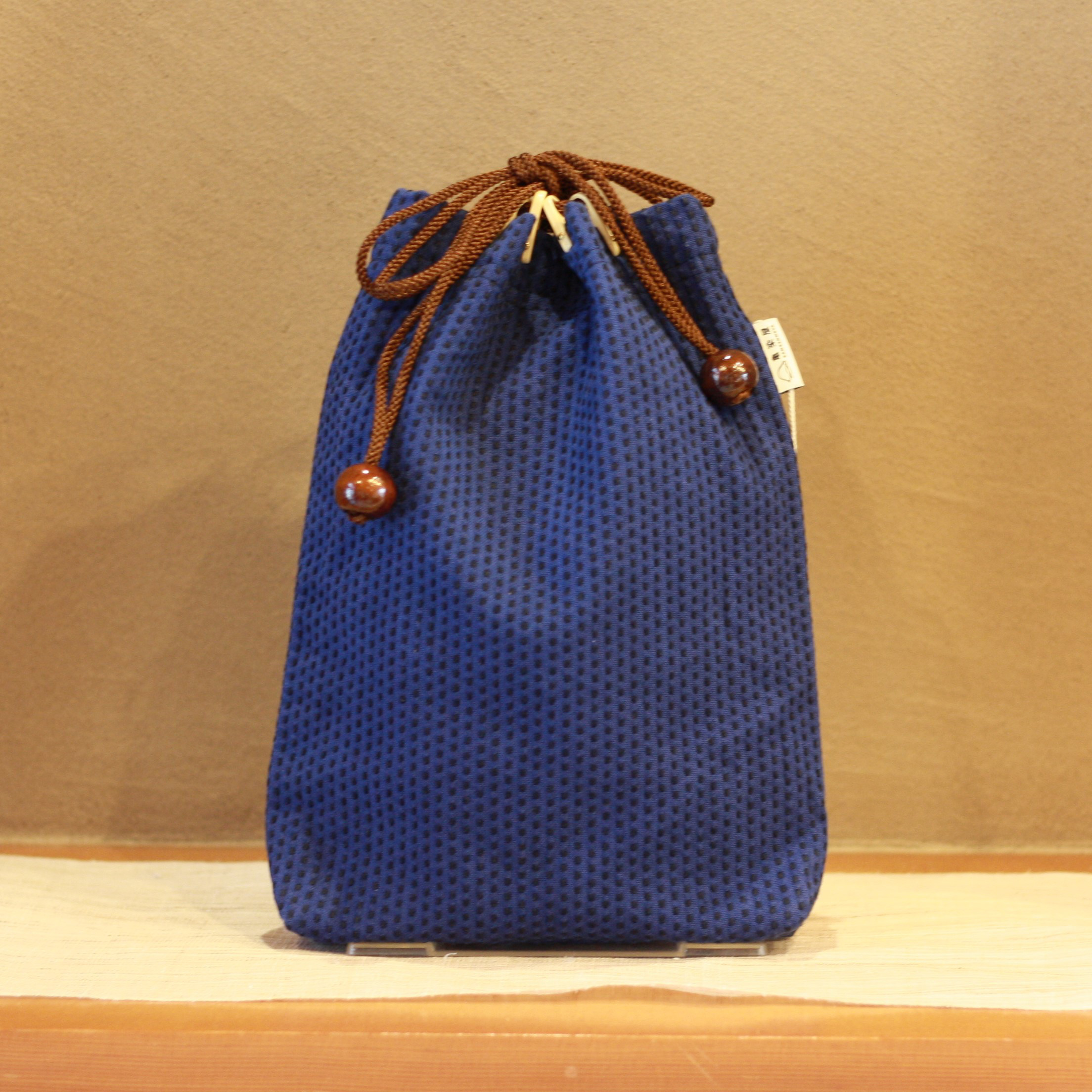 巾着バッグ/刺子/紺/バッグインバッグ/本染め/手染め/撥水加工