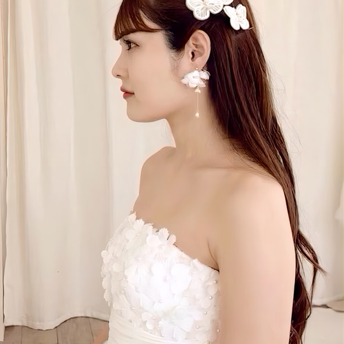 美品★蝶々へアピン MA137 ブライダル ANNANWEDDING ブライダルアクセサリーのアンナンウェディング