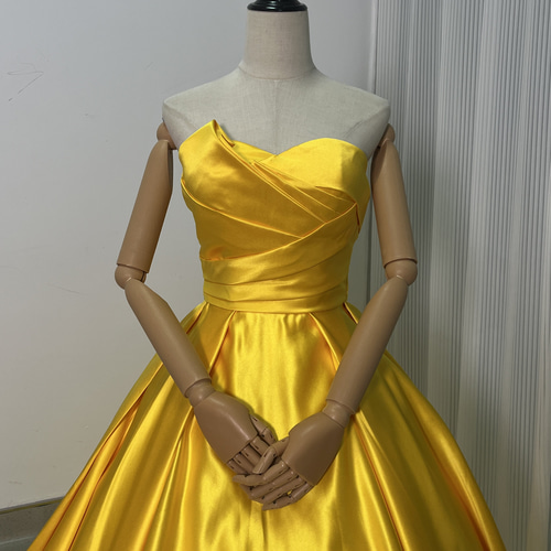 saloni シルク ドレス パーティー イベント イエロー c04e7ae90e0bf4b4a3a9212b266c10