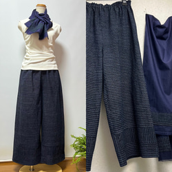 絣リメイク　カフス付きパンツ 絣リメイク カフス付きパンツ 絣リメイク カフス付きパンツ