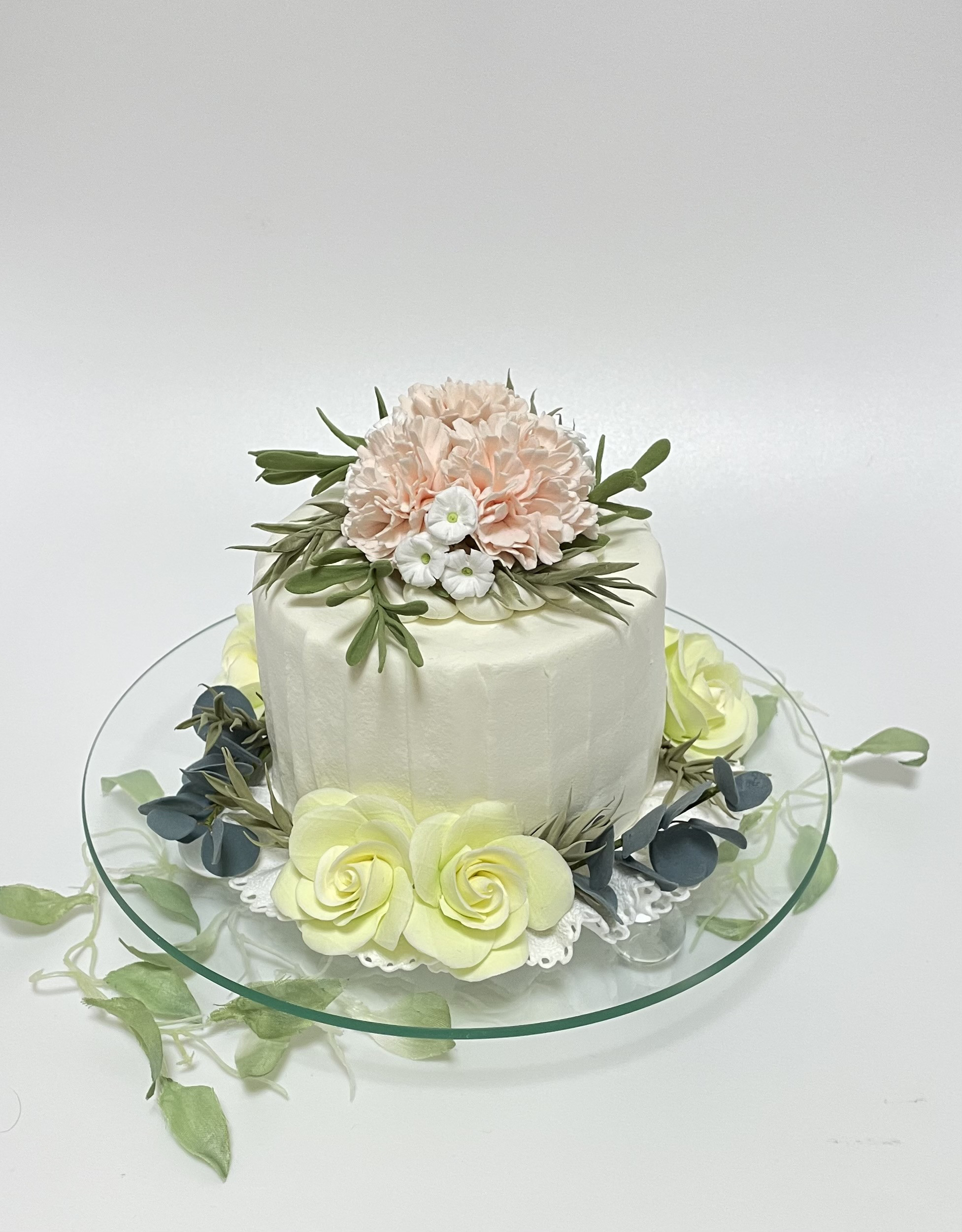 コットンフラワーのふわふわケーキリース ふわふわコットンリース | ドライフラワーと、うつわと暮らし