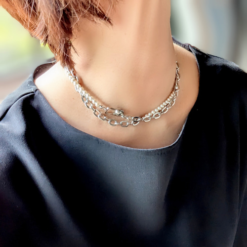 フェザー ネックレス ターコイズ ビーズ シルバー 色