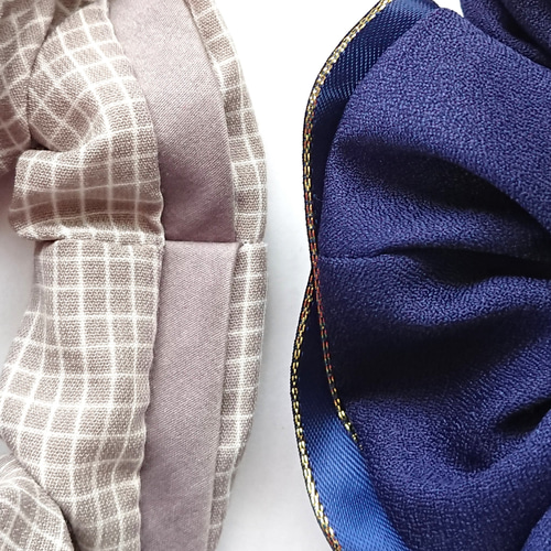 紫チェックのリボンシュシュ  ゴム入れ替え可能 楽天市場】【感謝価格】『チェック柄シアーリボンシュシュ』[シュシュ