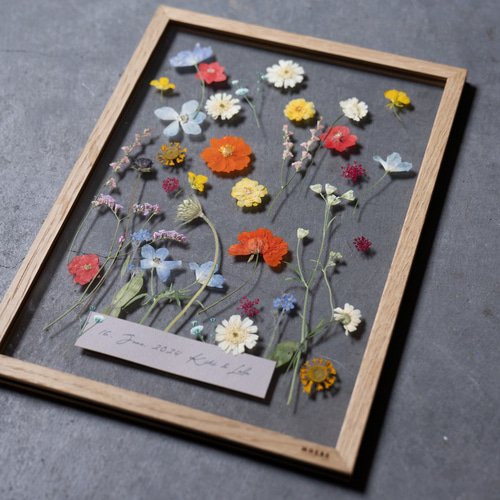 押し花アート＊バーティカルブーケ＊インテリア壁掛け押し花額