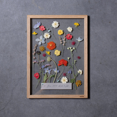 押し花アート＊バーティカルブーケ＊インテリア 壁掛け 押し花額