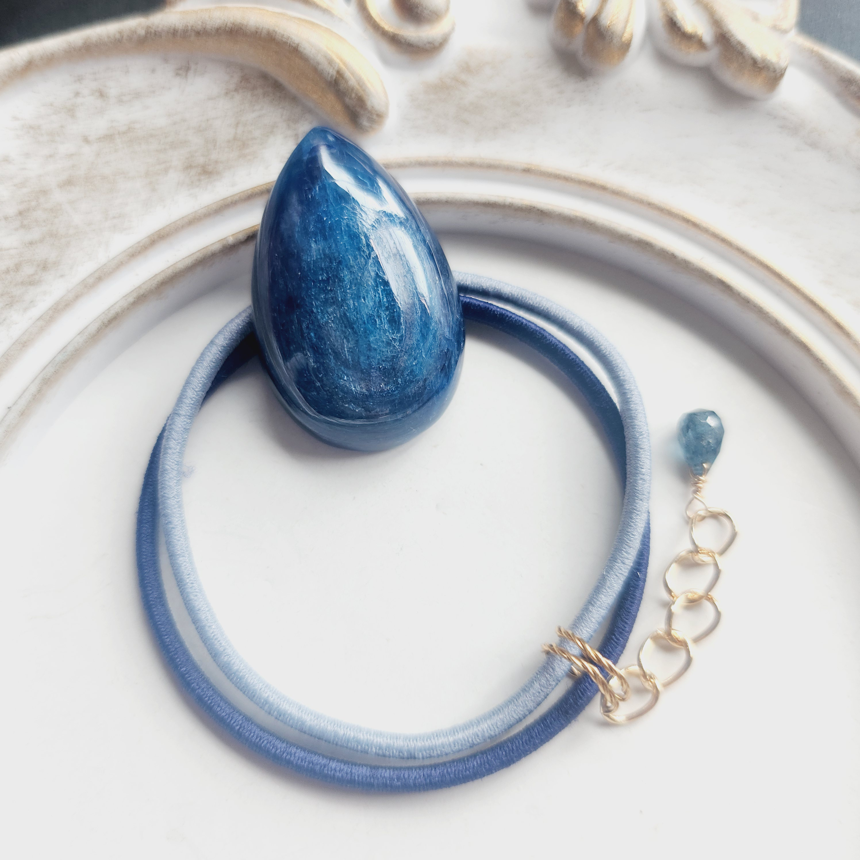 一点物】ラリマー の ヘアゴム⑥✩.*˚天然石×ヘアゴム