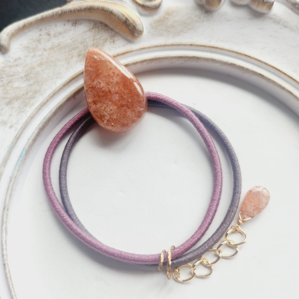 一点物】雫 サンストーン ルース ヘアゴム ✩.*˚天然石