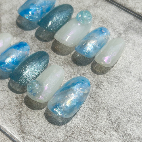 きらちゅる爽やかブルーネイル/夏ネイル/ニュアンスネイル ネイル