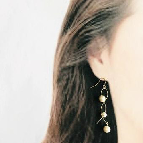 コットンパール＊ロングデザインピアス(イヤリング)＊○ ピアス 