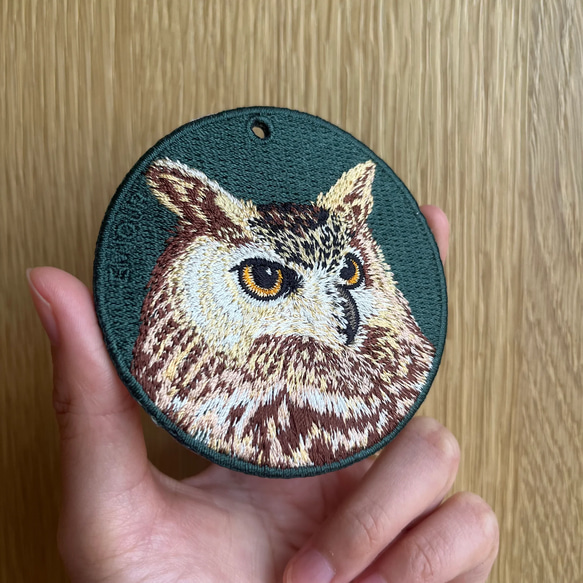 キーホルダー 刺繍 ミミズク フクロウ 野鳥 キーチェーン キーホルダー 刺繍 ミミズク フクロウ 野鳥 キーチェーン