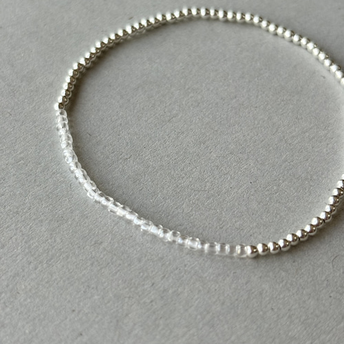 sv925】quarter(clear) ゴム ブレスレット / ビーズ 透明 シンプル