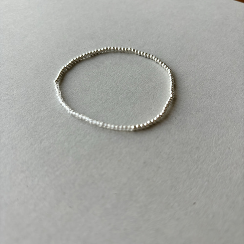 sv925】quarter(clear) ゴム ブレスレット / ビーズ 透明 シンプル