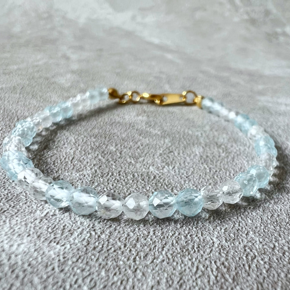 値引 スカイブルートパーズ×ホワイトトパーズの天然石ブレスレット アクセサリー