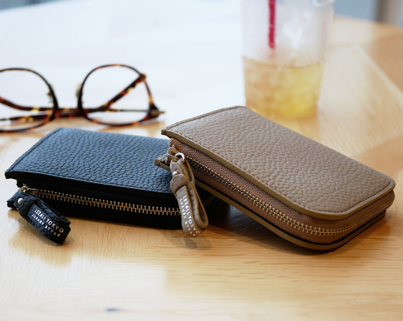 <本革厚シボレザー>オールレザーマチ付きLジップスマートウォレット/BR501