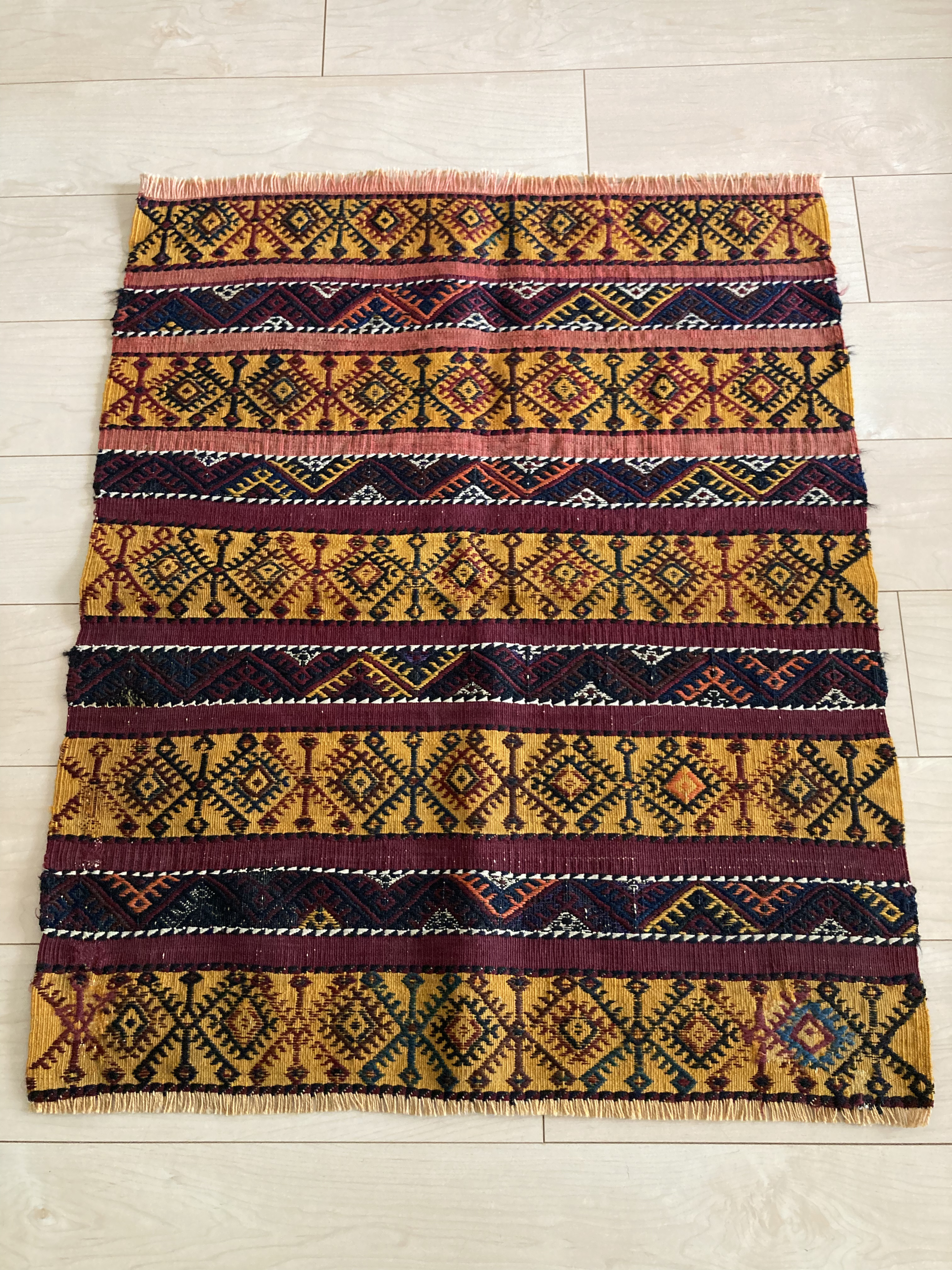 アンティーク キリム シワス ジジム 手織り 草木染め ハンドメイド インテリア マット ウール kilim ❁送料無料