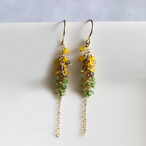 ひまわり イエローオニキス スモーキークォーツ ペリドット フック