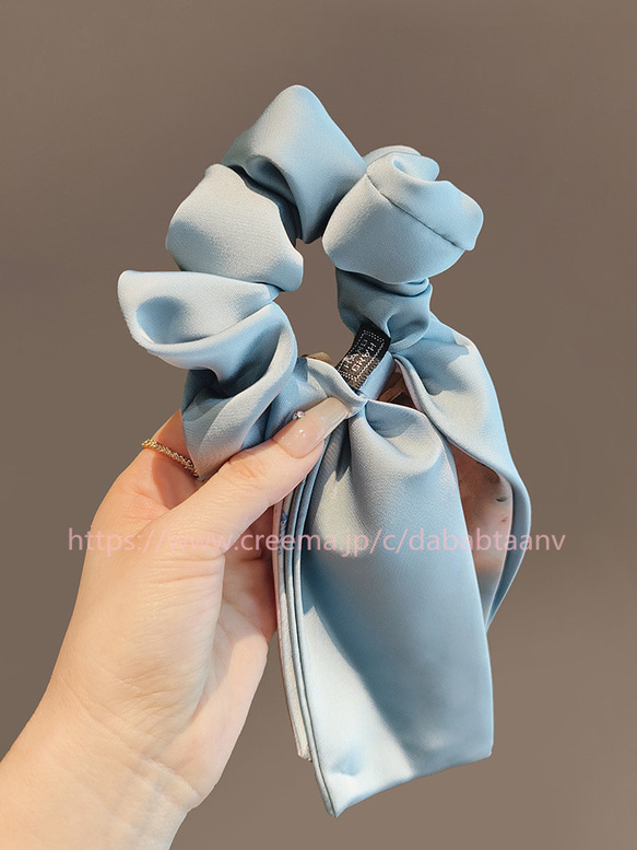 たらりんヘアリボン ヘアゴム 676 水色 レース 発表会 ハート