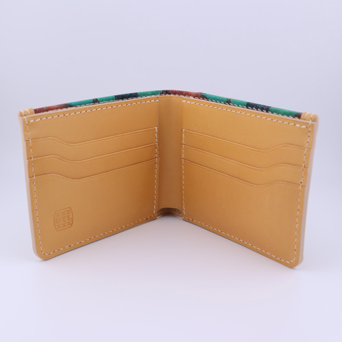 小樽スリーレザー 二つ折り財布 牛革 浮世絵 葛飾北斎 冨嶽三十六景