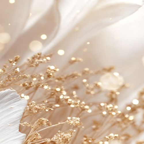 アートポスター ホワイトフラワー ゴールド おしゃれ 北欧風 シンプル