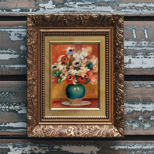 アートポスター オレンジ色の花瓶絵画☆夏ボタニカル