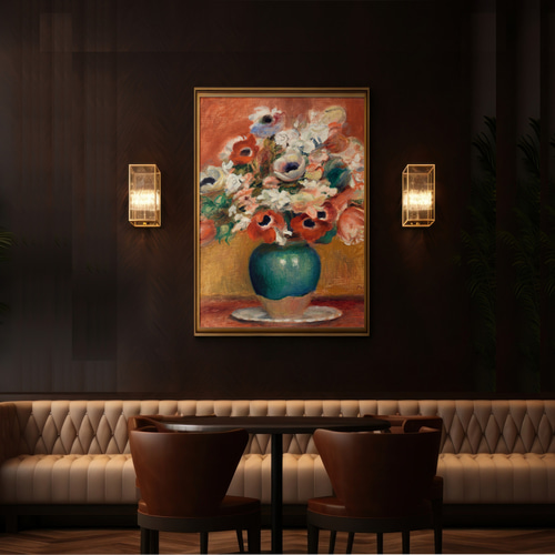 アートポスター アートポスター オレンジ色の花瓶絵画☆夏ボタニカル