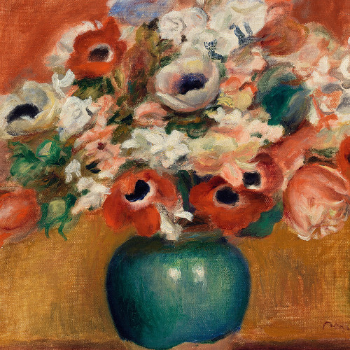 アートポスター オレンジ色の花瓶絵画☆夏ボタニカル