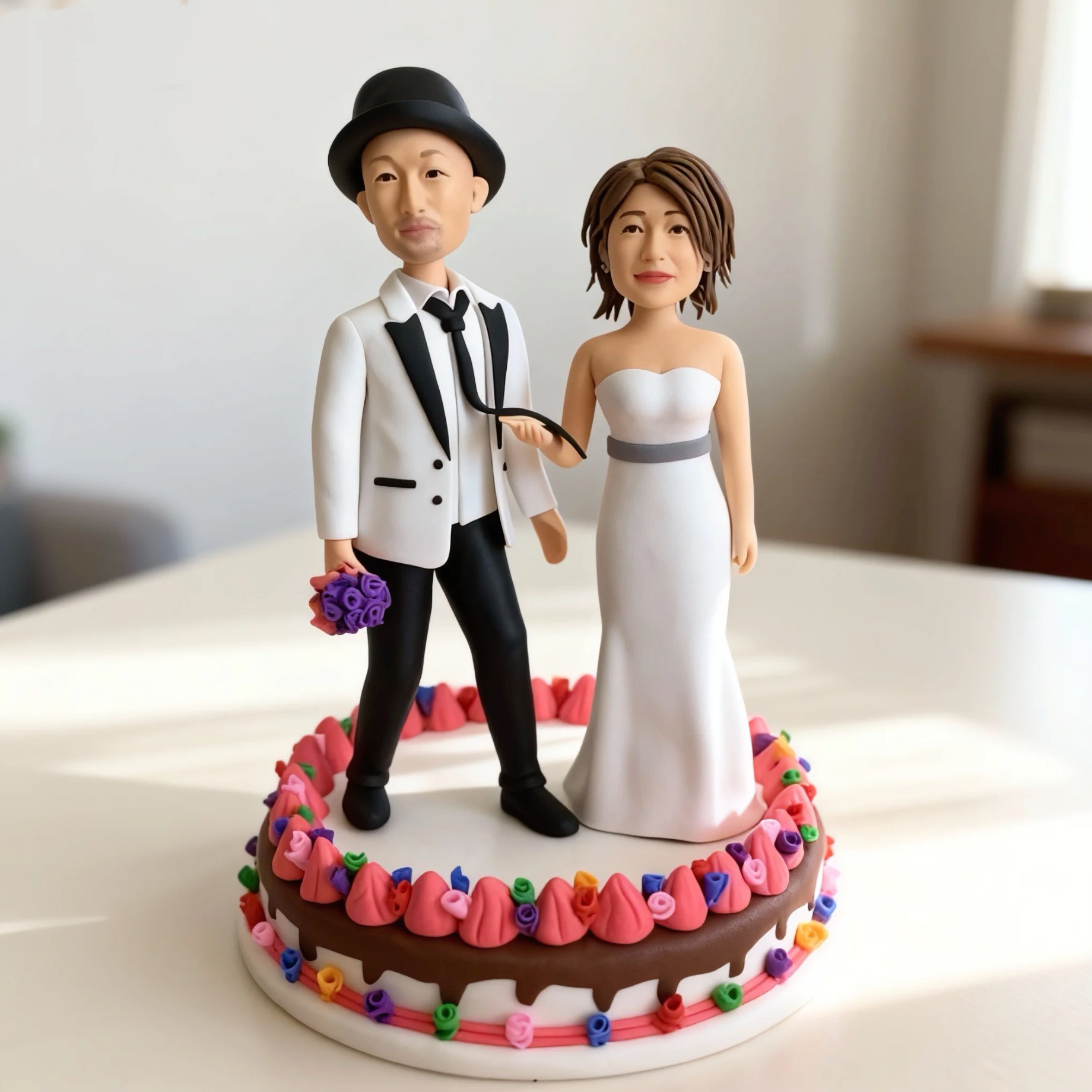 【オーダーメイド】 お写真からのウェディングフィギュア 衣装とポーズ決まったタイプ05 結婚式 ウェルカム フィギュア