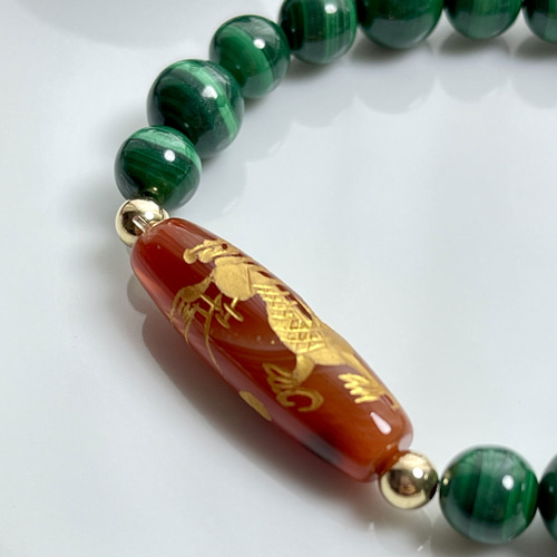 手彫り皇帝龍天珠&マラカイトブレス ブレスレット Himal 〜harmony
