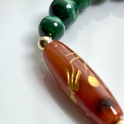 手彫り皇帝龍天珠&マラカイトブレス ブレスレット Himal 〜harmony