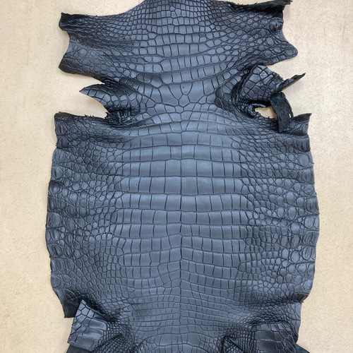 クロコダイル（シャムワニ）ワニ革 大判1枚 Lサイズ グレー 美品