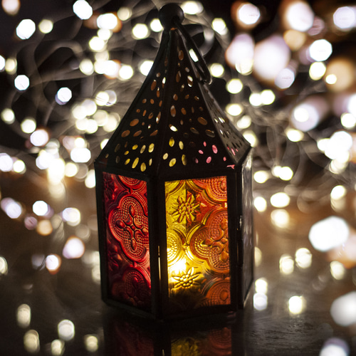 手作りの継ぎ合わせガラスキャンドルホルダー/ステンドグラス