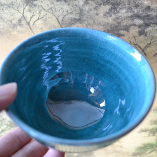 ターコイズカラーが綺麗な茶碗 SAKUZAN】-藍- グラデーション 碗 茶碗 ターコイズ ボール