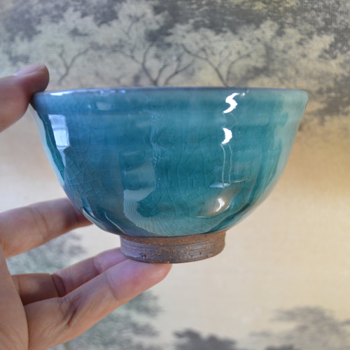 ターコイズカラーが綺麗な茶碗 SAKUZAN】-藍- グラデーション 碗 茶碗 ターコイズ ボール