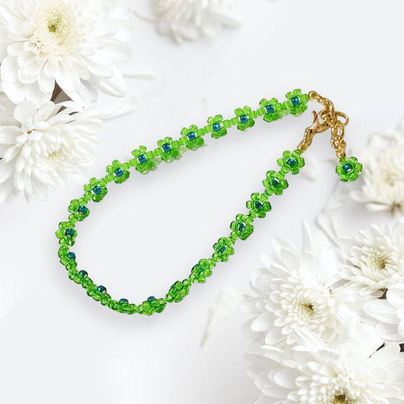 緑（えん）ブレスレット スフェーン グリーン 7mm玉 ブレスレット 15.1g #47824 ブレスレット